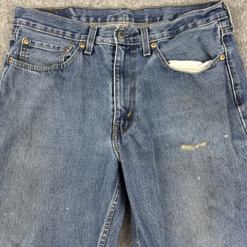 Levi's 505 Jeans‎ Mens 34x34 Straight Leg Medium Wash Work Painters Blue Denim